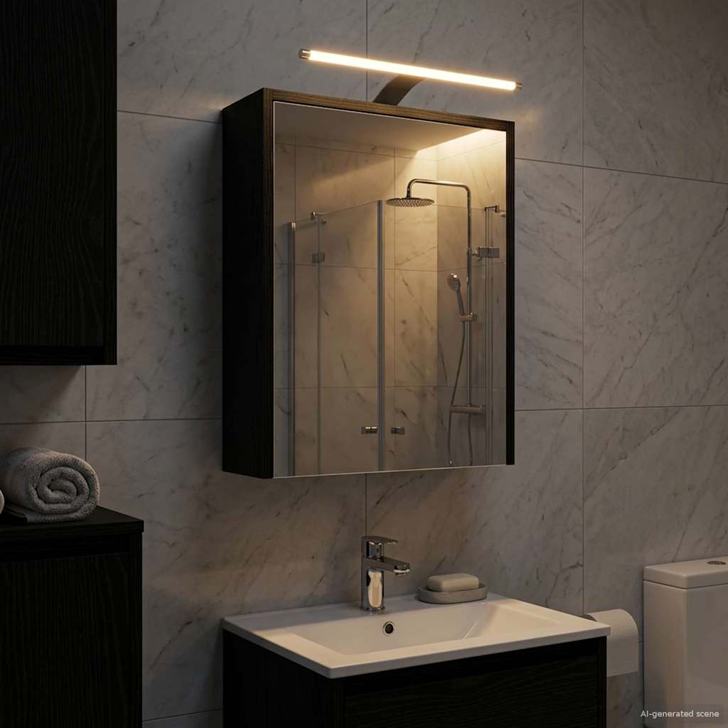 Badezimmerspiegelschrank Schwarz Eichen-Optik 43 x 16 x 62,5 cm