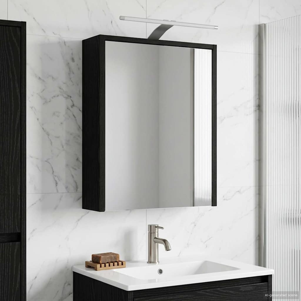 Badezimmerspiegelschrank Schwarz Eichen-Optik 43 x 16 x 62,5 cm
