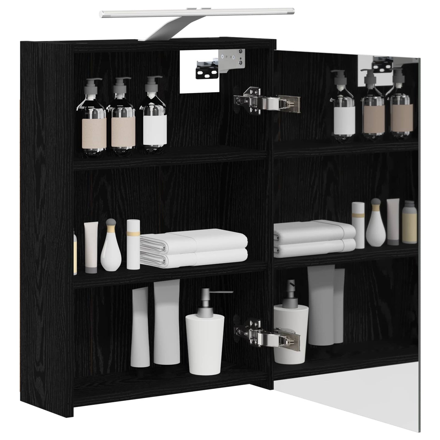 Badezimmerspiegelschrank Schwarz Eichen-Optik 43 x 16 x 62,5 cm