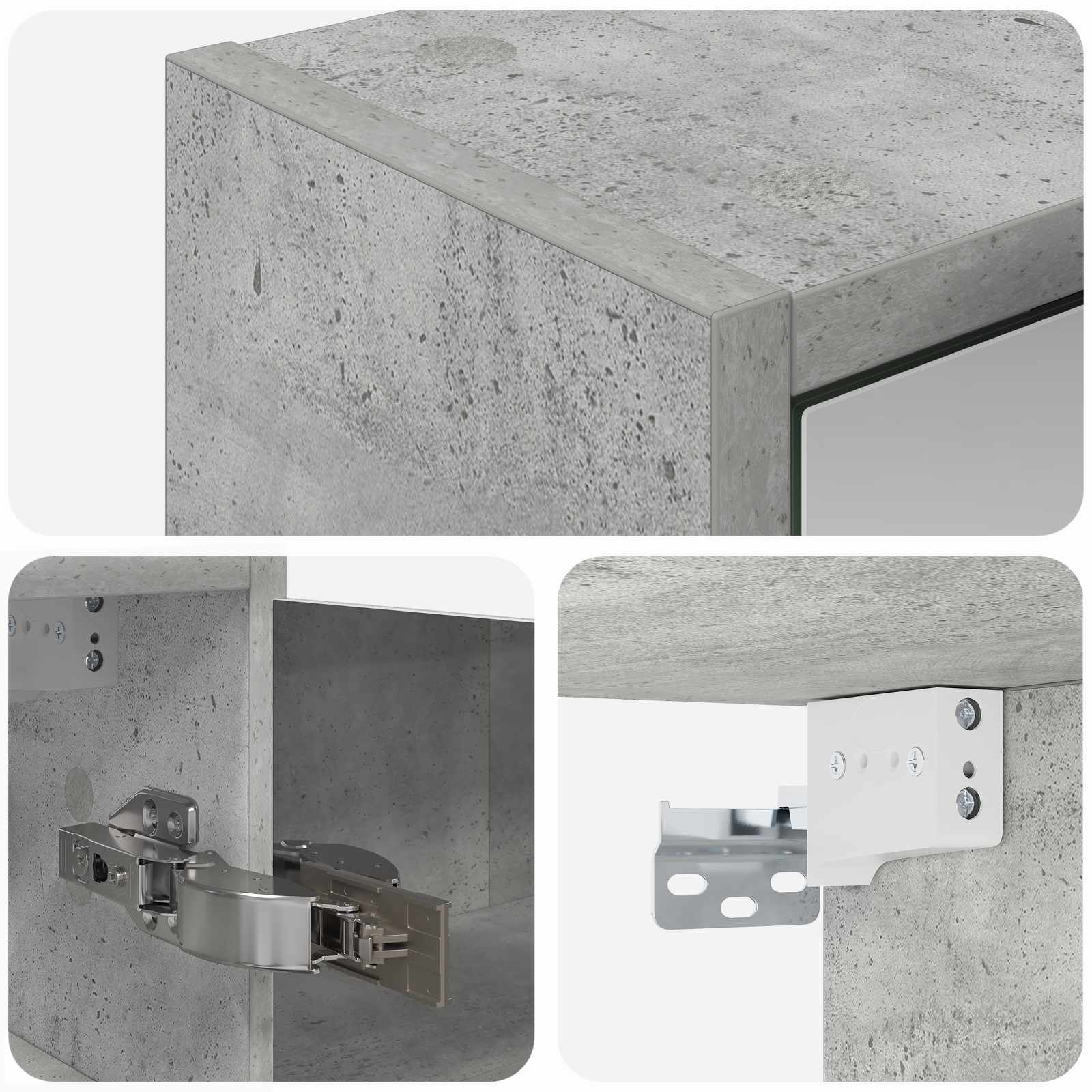 Badezimmerspiegelschrank Betongrau 43 x 16 x 62,5 cm