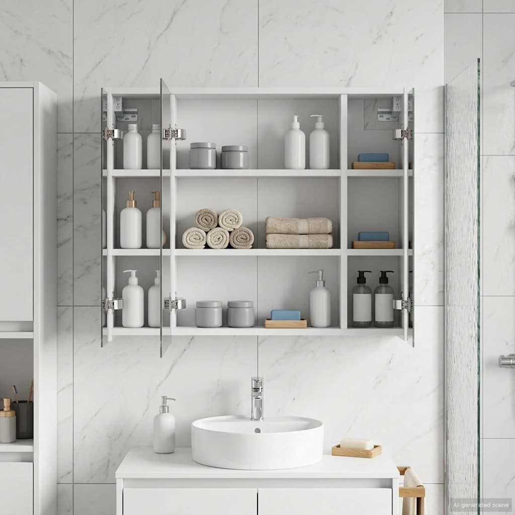 Badezimmerspiegelschrank Weiß 73,5 x 16 x 62,5 cm Holzwerkstoff
