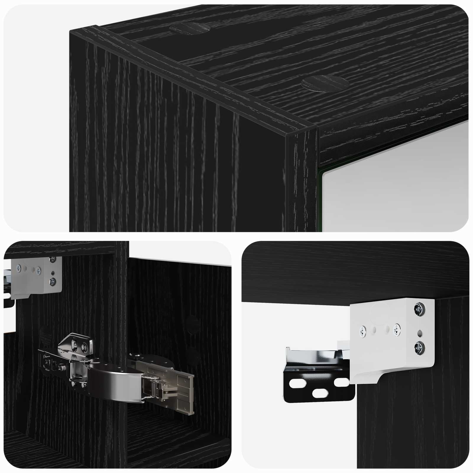Badezimmerspiegelschrank Schwarz Eichen-Optik