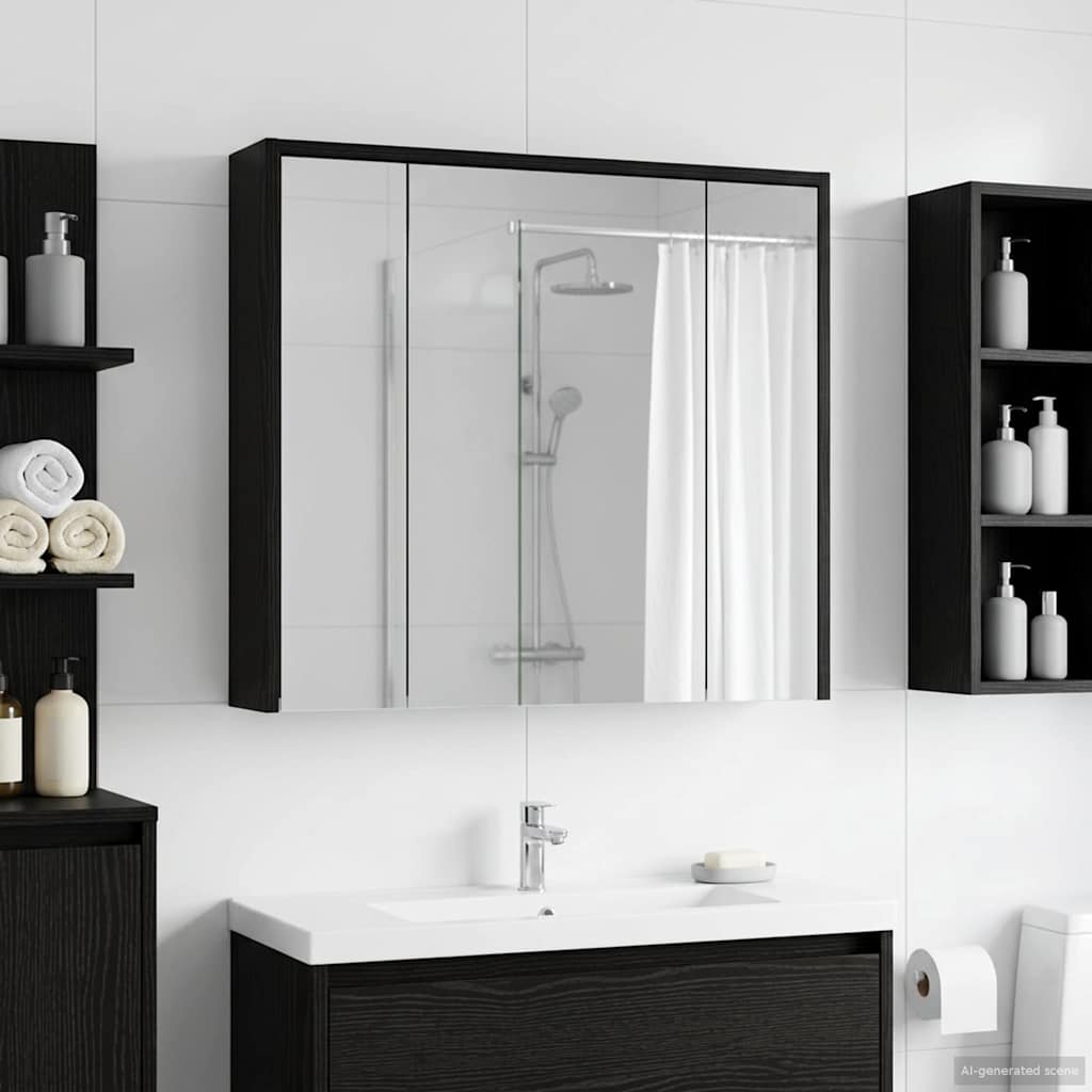 Badezimmerspiegelschrank Schwarz Eichen-Optik