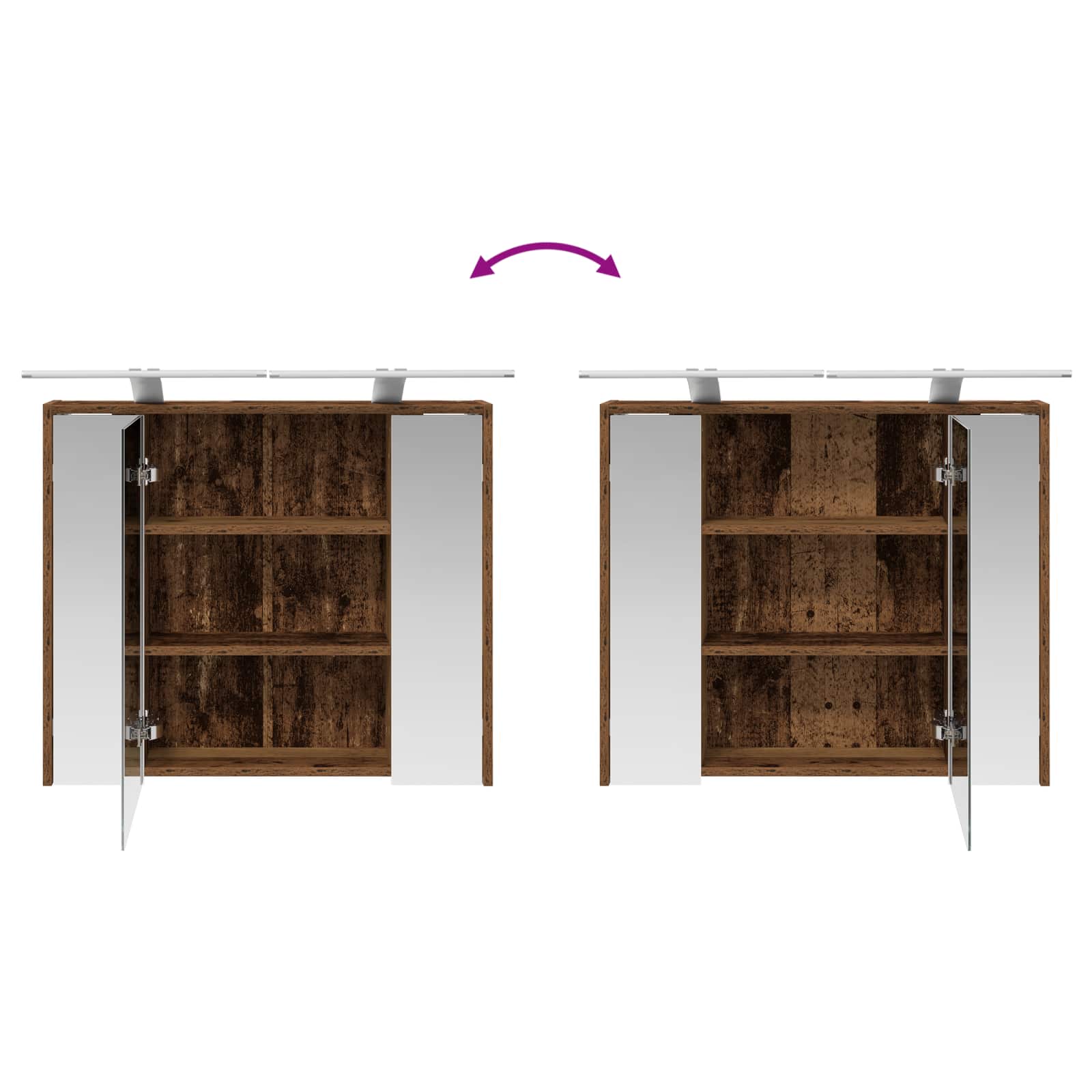 Badezimmerspiegelschrank Altholz 73,5 x 16 x 62,5 cm