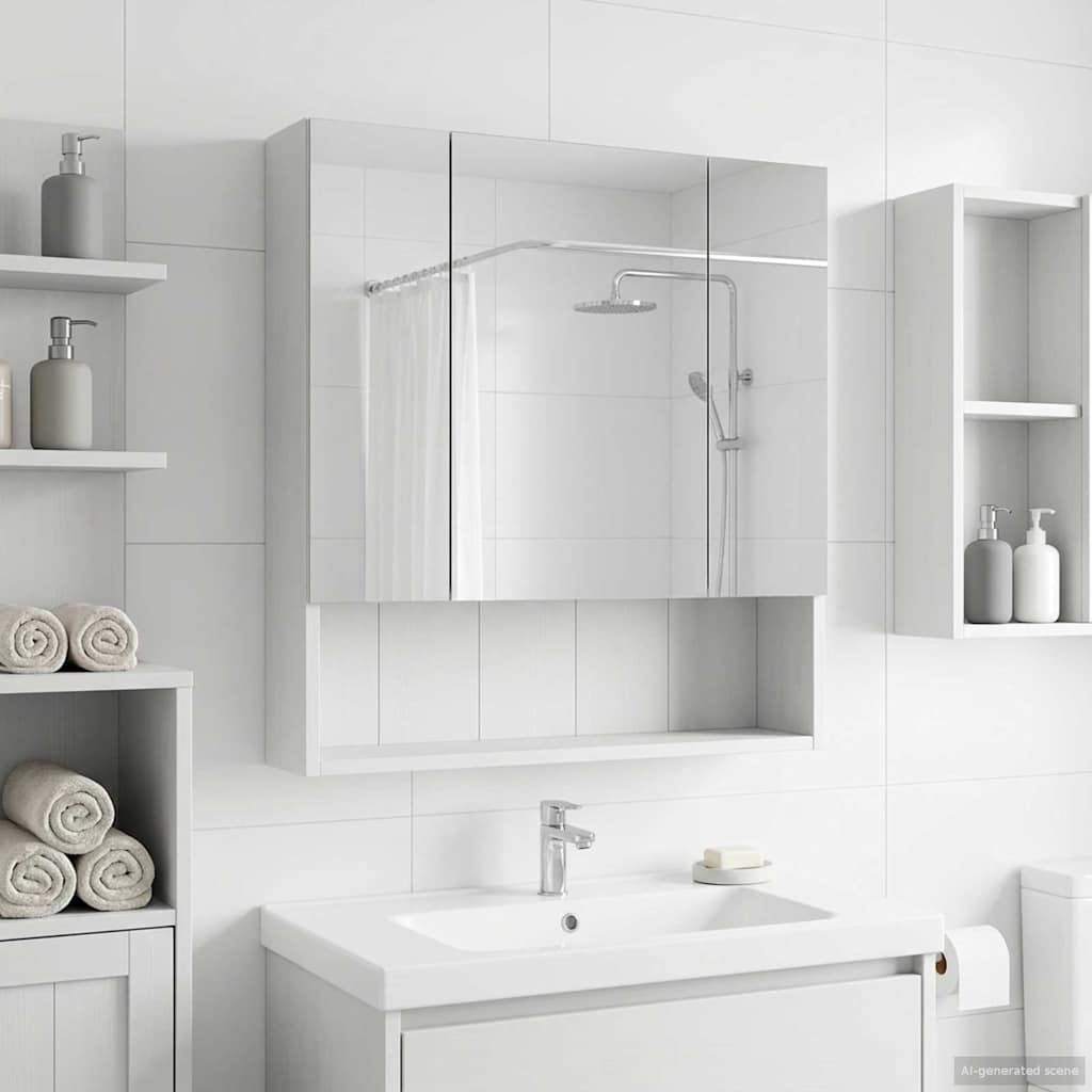 Badezimmerspiegelschrank Weiß 60 x 14,5 x 70 cm Holzwerkstoff