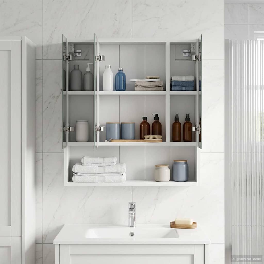 Badezimmerspiegelschrank Weiß 60 x 14,5 x 70 cm Holzwerkstoff