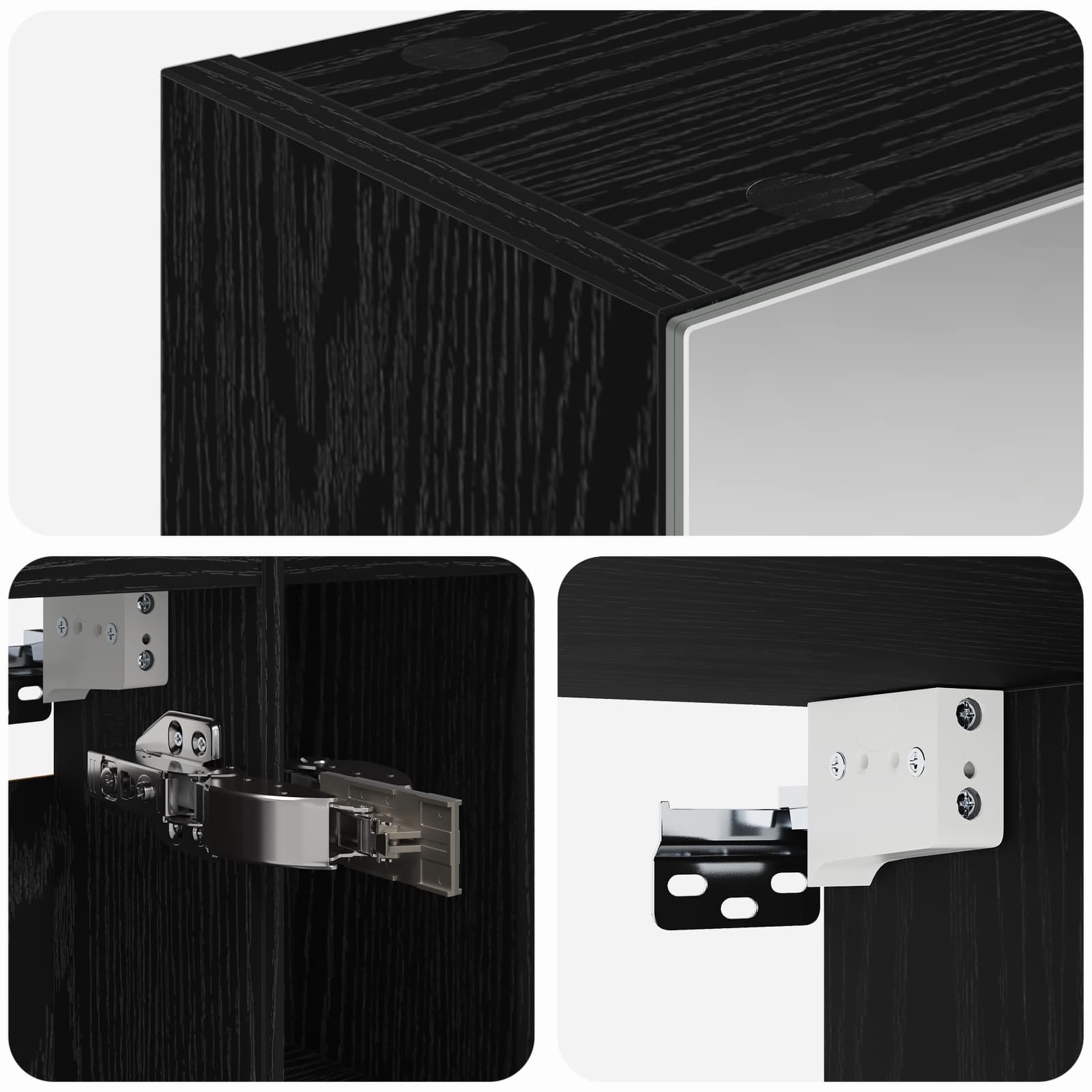 Badezimmerspiegelschrank Schwarz Eichen-Optik 60 x 14,5 x 70 cm