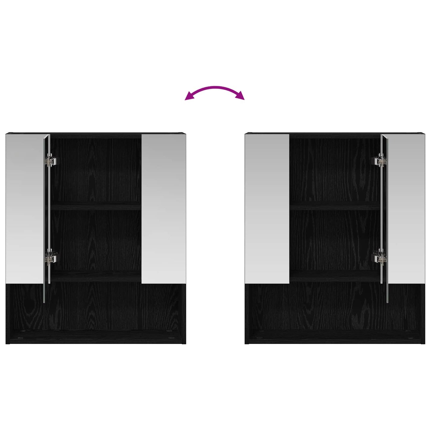 Badezimmerspiegelschrank Schwarz Eichen-Optik 60 x 14,5 x 70 cm