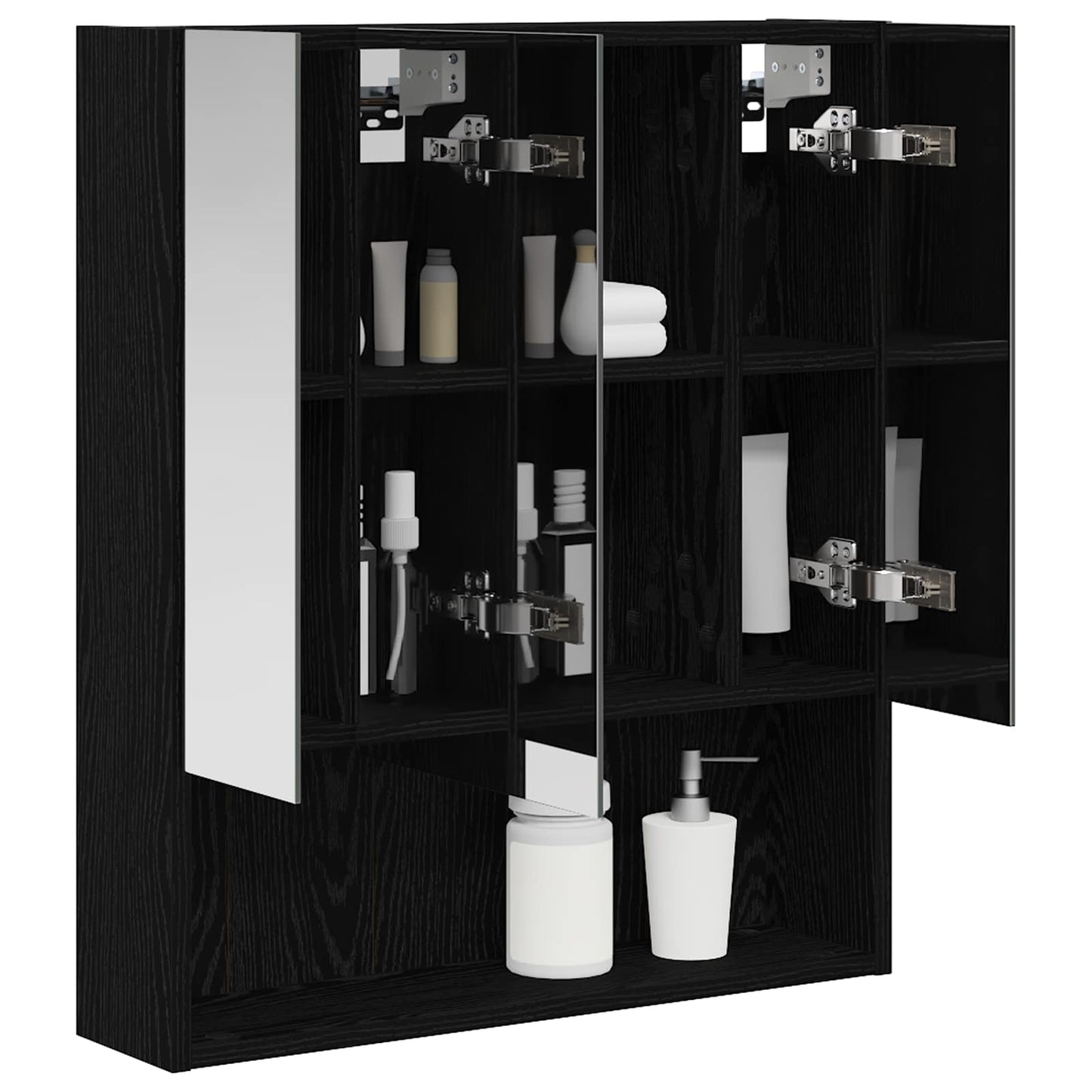 Badezimmerspiegelschrank Schwarz Eichen-Optik 60 x 14,5 x 70 cm