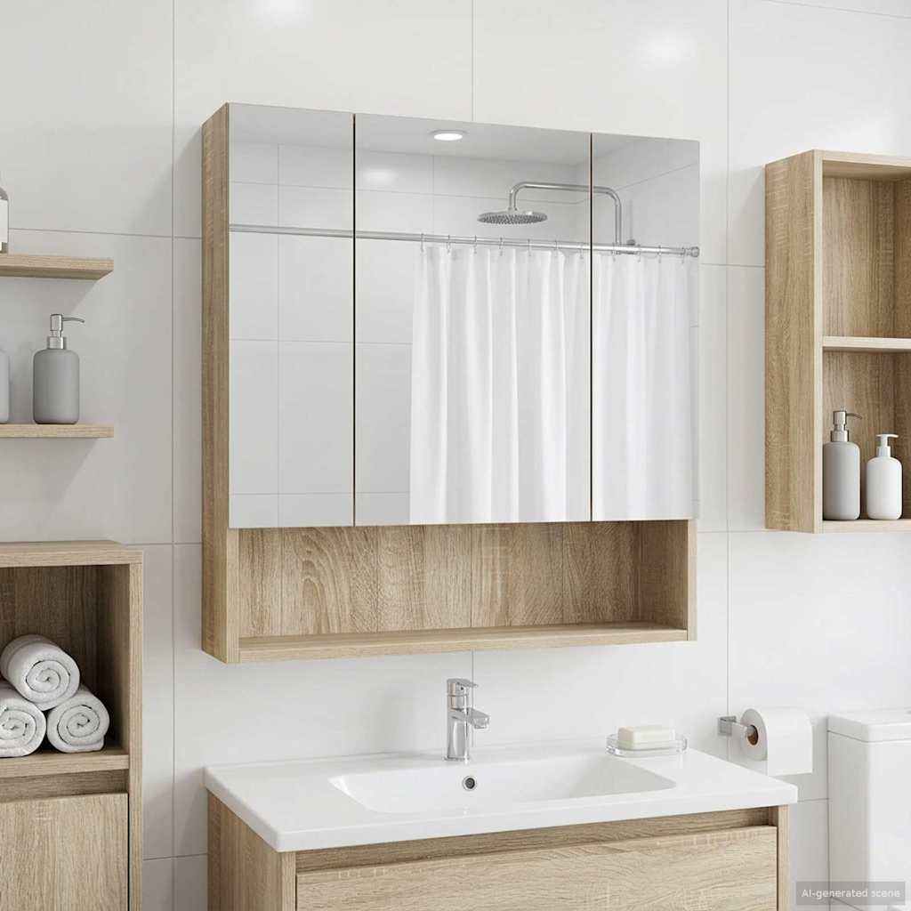Badezimmerspiegelschrank Sonoma-Eiche 60 x 14,5 x 70 cm