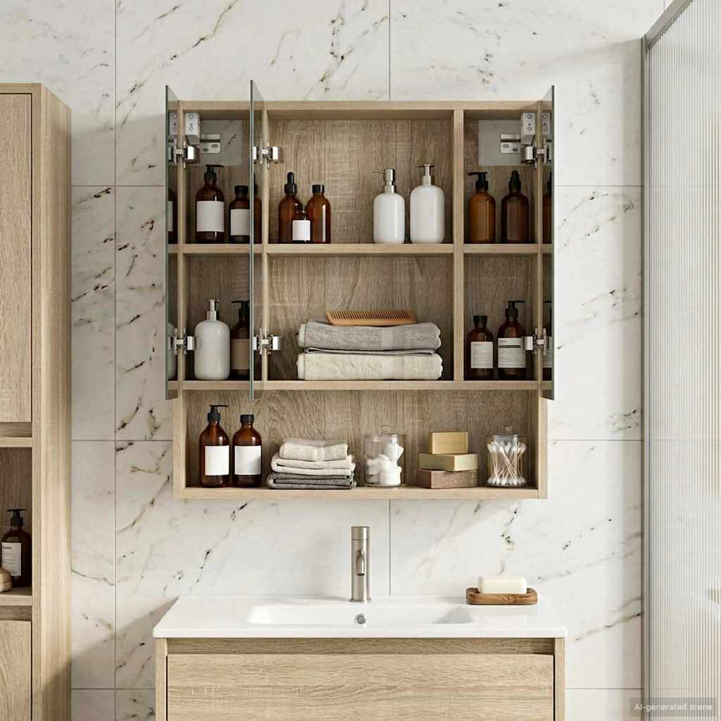 Badezimmerspiegelschrank Sonoma-Eiche 60 x 14,5 x 70 cm