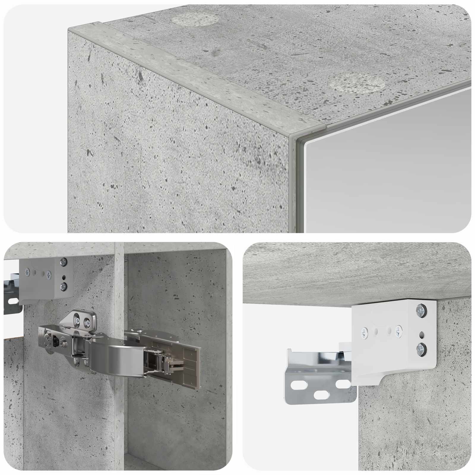 Badezimmerspiegelschrank Betongrau 60 x 14,5 x 70 cm