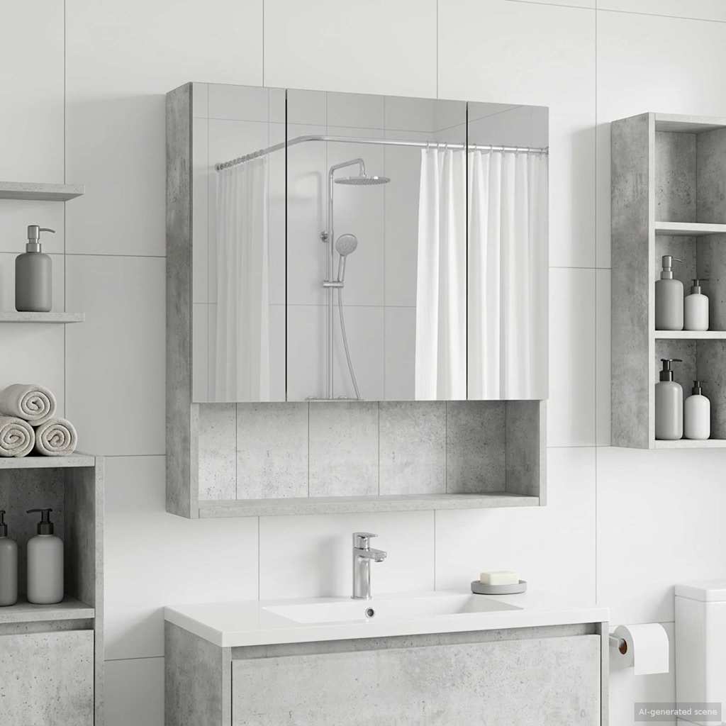 Badezimmerspiegelschrank Betongrau 60 x 14,5 x 70 cm