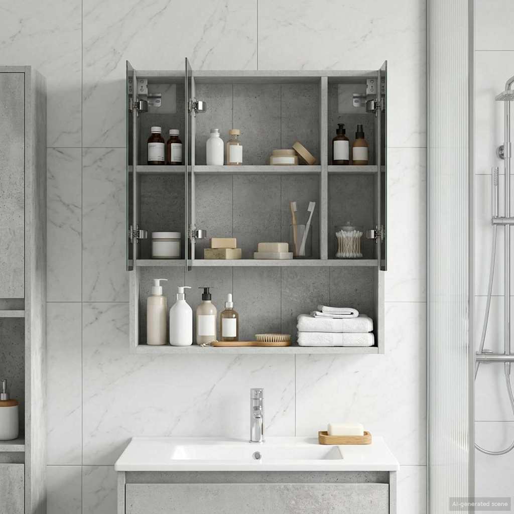 Badezimmerspiegelschrank Betongrau 60 x 14,5 x 70 cm