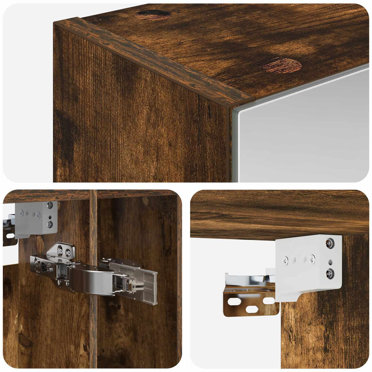 Badezimmerspiegelschrank Räuchereiche 60 x 14,5 x 70 cm