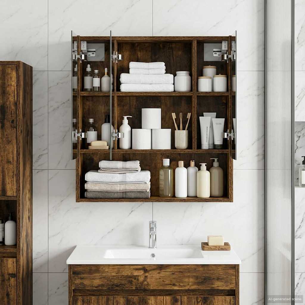 Badezimmerspiegelschrank Räuchereiche 60 x 14,5 x 70 cm