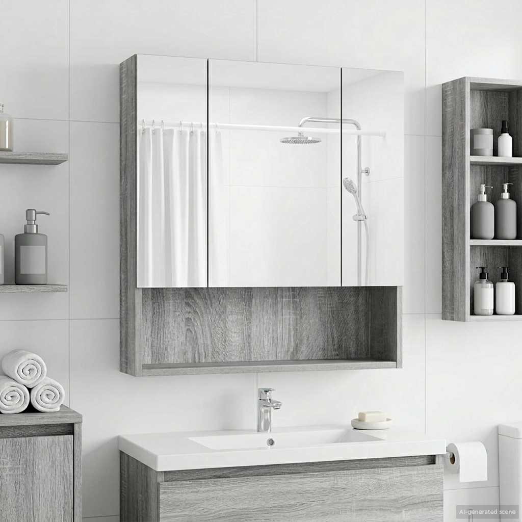Badezimmerspiegelschrank Sonoma-Grau 60 x 14,5 x 70 cm
