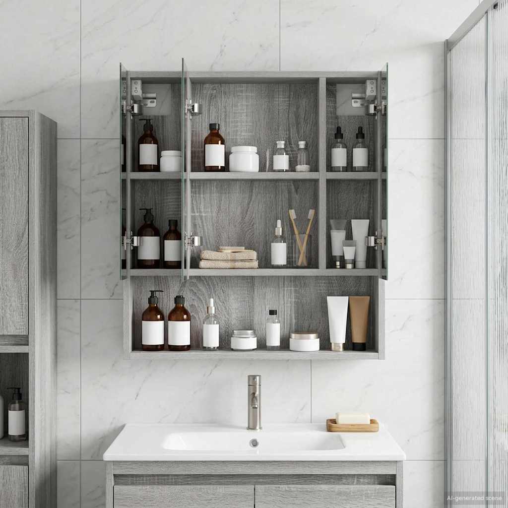 Badezimmerspiegelschrank Sonoma-Grau 60 x 14,5 x 70 cm