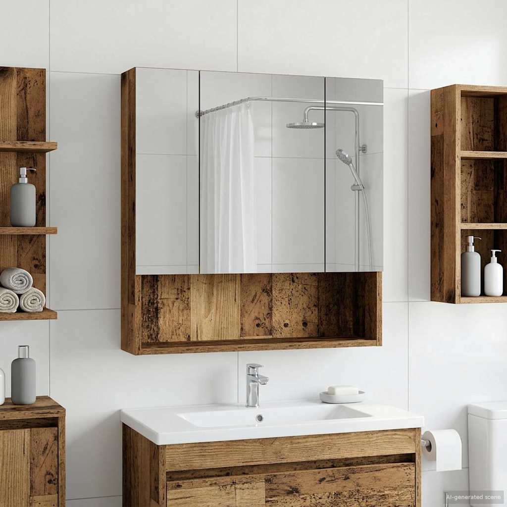 Badezimmerspiegelschrank Altholz 60 x 14,5 x 70 cm