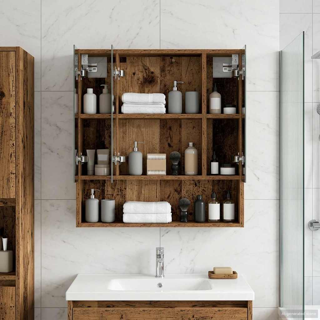 Badezimmerspiegelschrank Altholz 60 x 14,5 x 70 cm