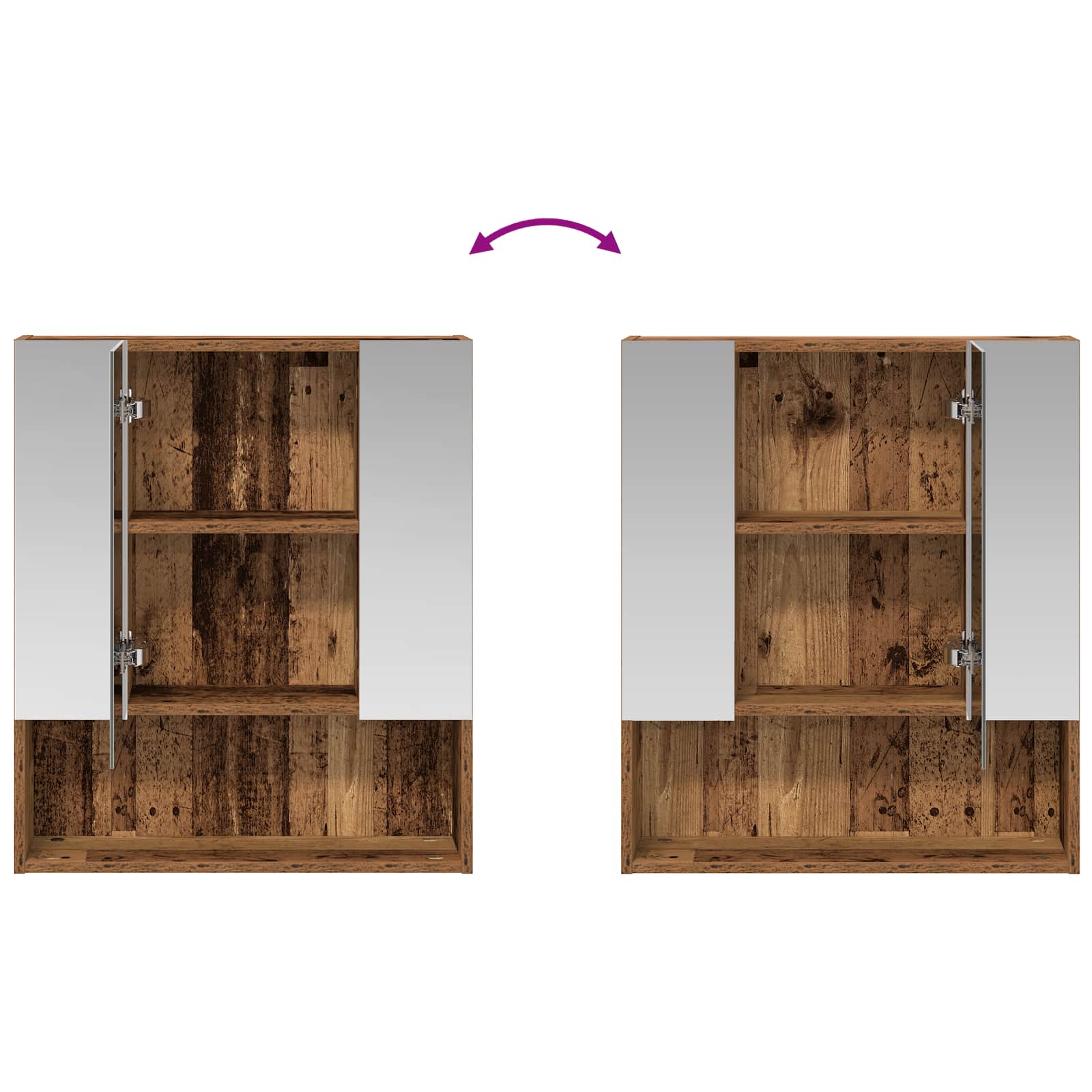 Badezimmerspiegelschrank Altholz 60 x 14,5 x 70 cm