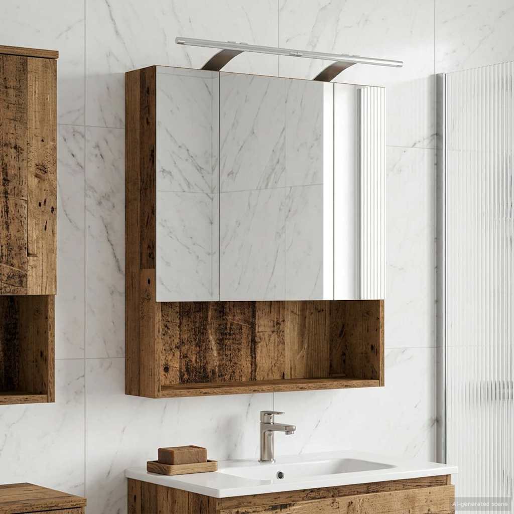 Badezimmerspiegelschrank Altholz 60 x 14,5 x 70 cm