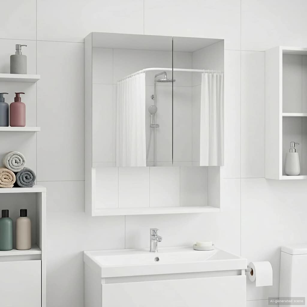 Badezimmerspiegelschrank Weiß 50 x 14,5 x 70 cm Holzwerkstoff