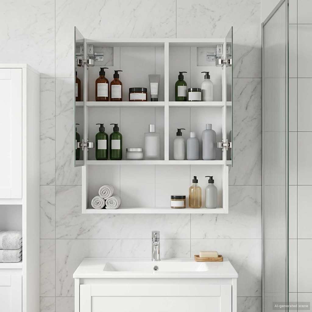 Badezimmerspiegelschrank Weiß 50 x 14,5 x 70 cm Holzwerkstoff