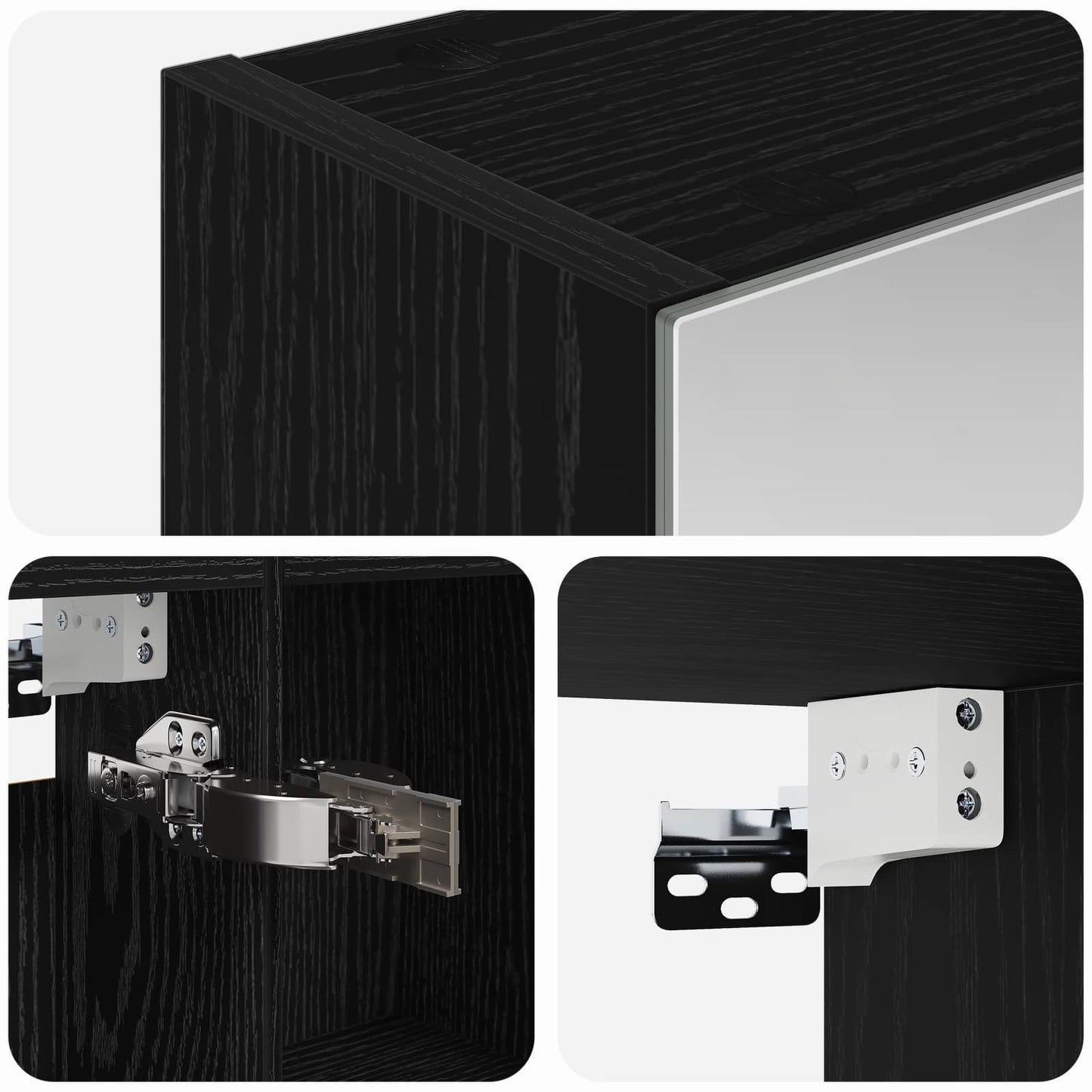 Badezimmerspiegelschrank Schwarz Eichen-Optik 50 x 14,5 x 70 cm