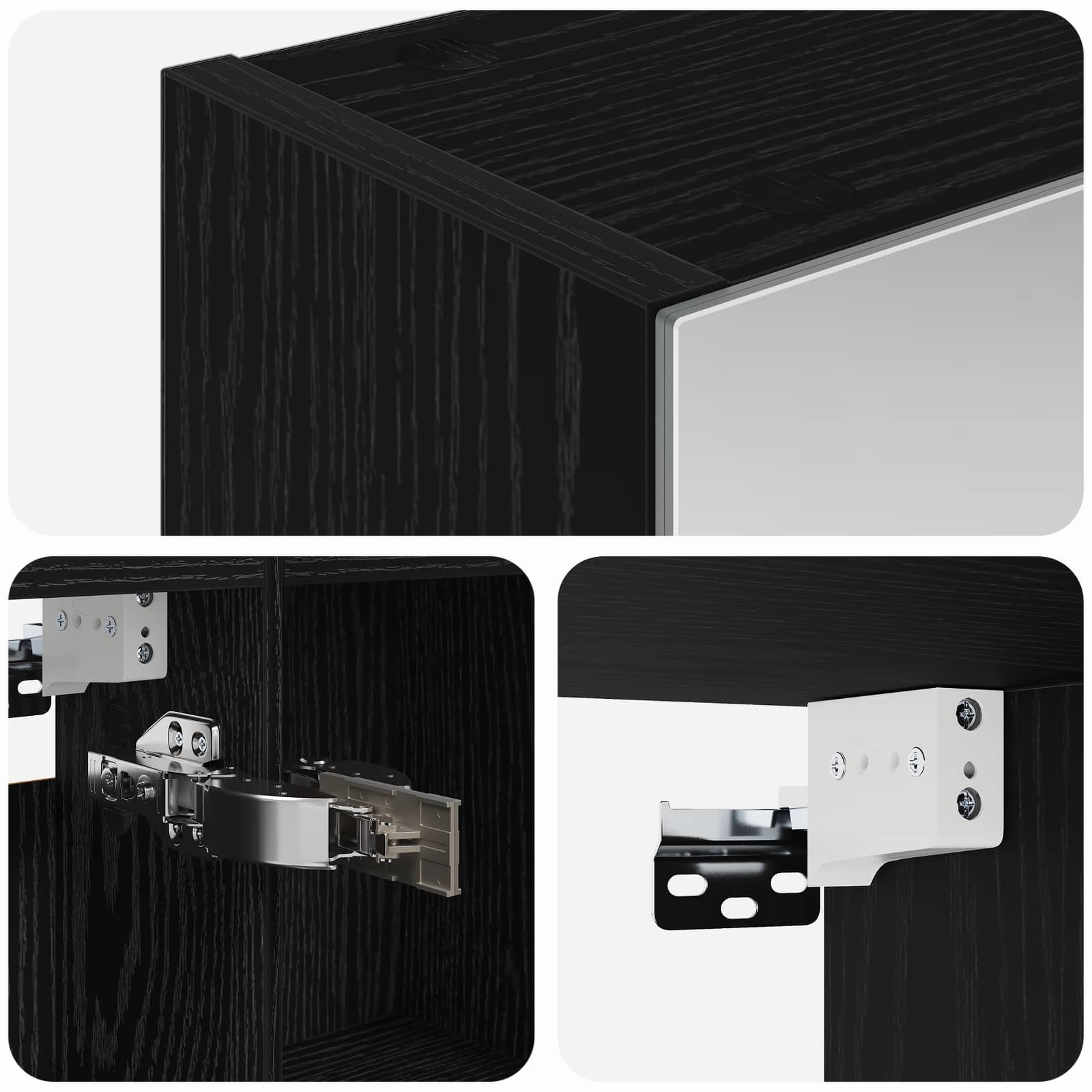 Badezimmerspiegelschrank Schwarz Eichen-Optik 50 x 14,5 x 70 cm