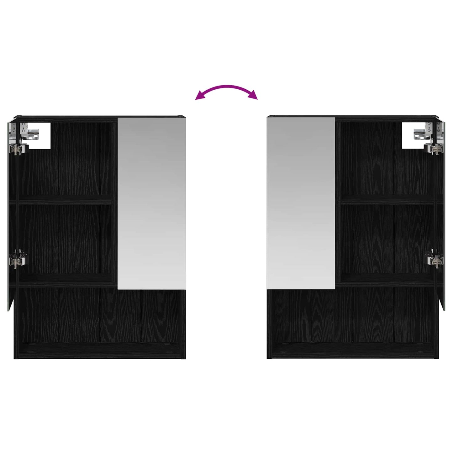 Badezimmerspiegelschrank Schwarz Eichen-Optik 50 x 14,5 x 70 cm