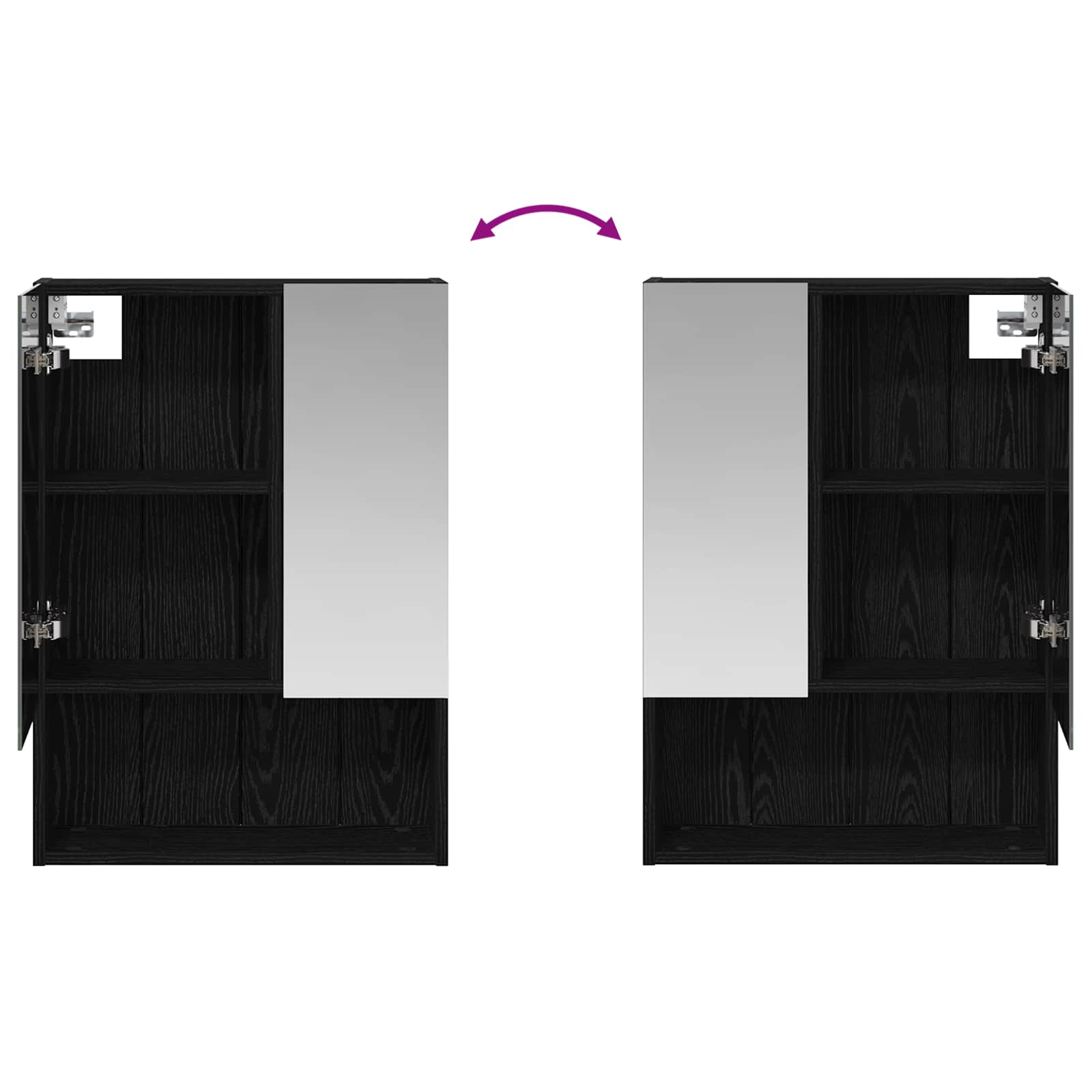 Badezimmerspiegelschrank Schwarz Eichen-Optik 50 x 14,5 x 70 cm