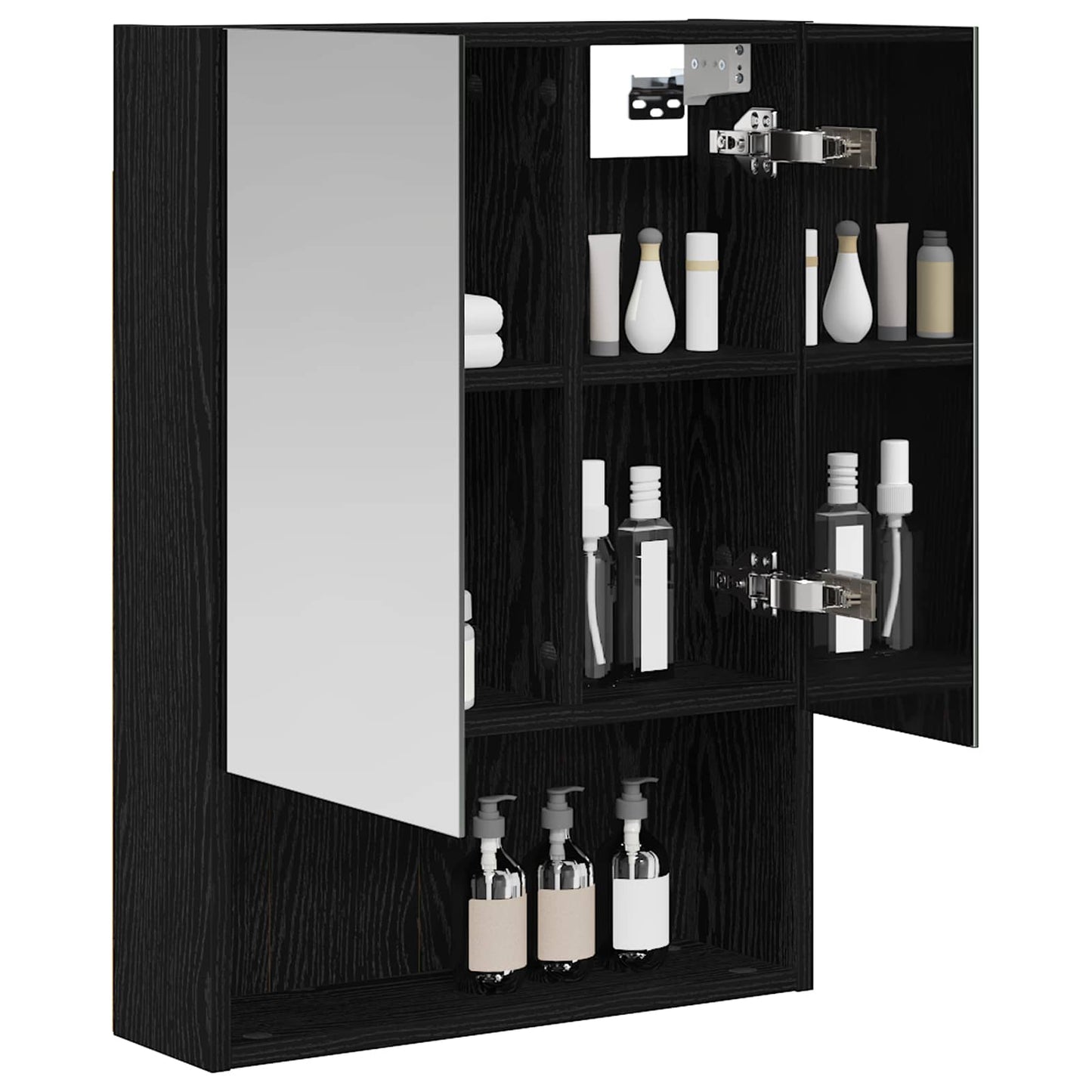 Badezimmerspiegelschrank Schwarz Eichen-Optik 50 x 14,5 x 70 cm