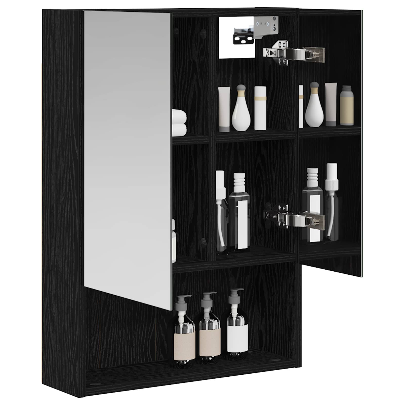 Badezimmerspiegelschrank Schwarz Eichen-Optik 50 x 14,5 x 70 cm