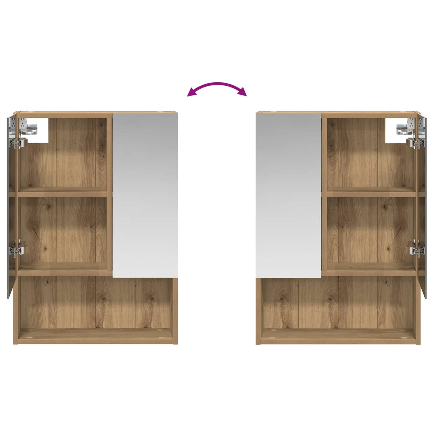 Badezimmerspiegelschrank Kunsthandwerk Eiche 50 x 14,5 x 70 cm