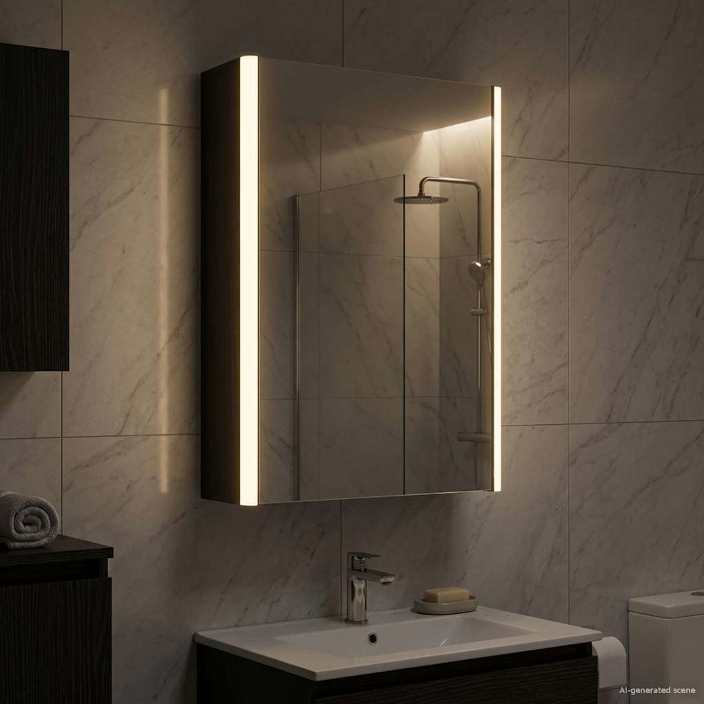 Badezimmerspiegelschrank Schwarz Eichen-Optik 33 x 11,5 x 50 cm