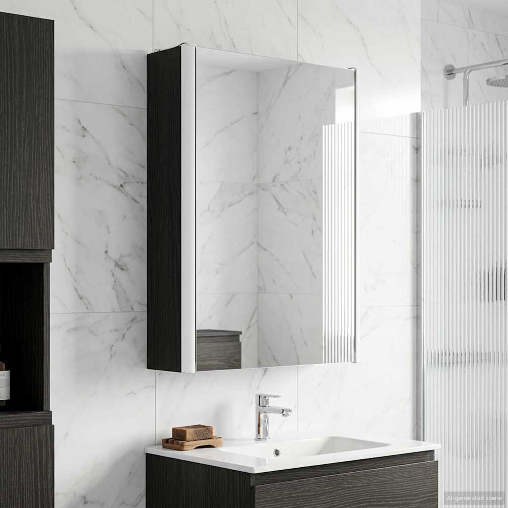 Badezimmerspiegelschrank Schwarz Eichen-Optik 33 x 11,5 x 50 cm