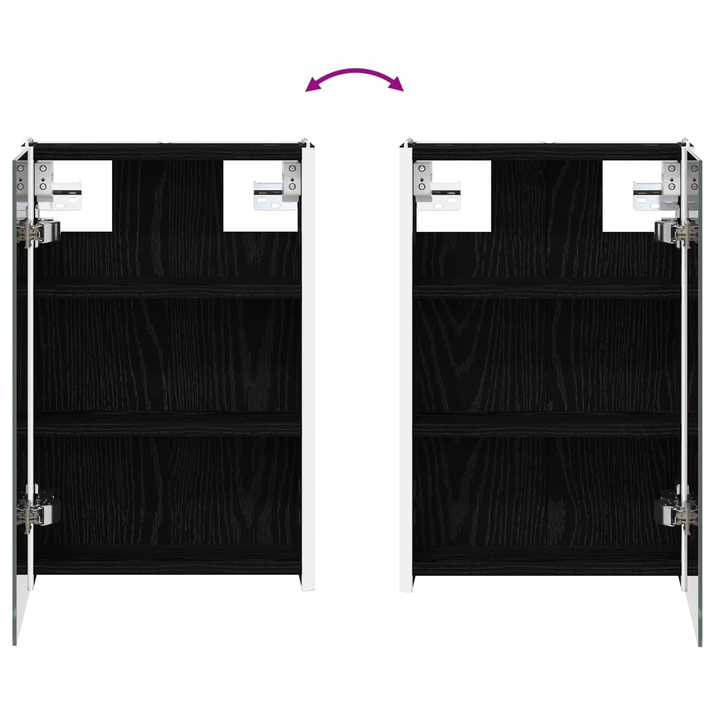Badezimmerspiegelschrank Schwarz Eichen-Optik 33 x 11,5 x 50 cm