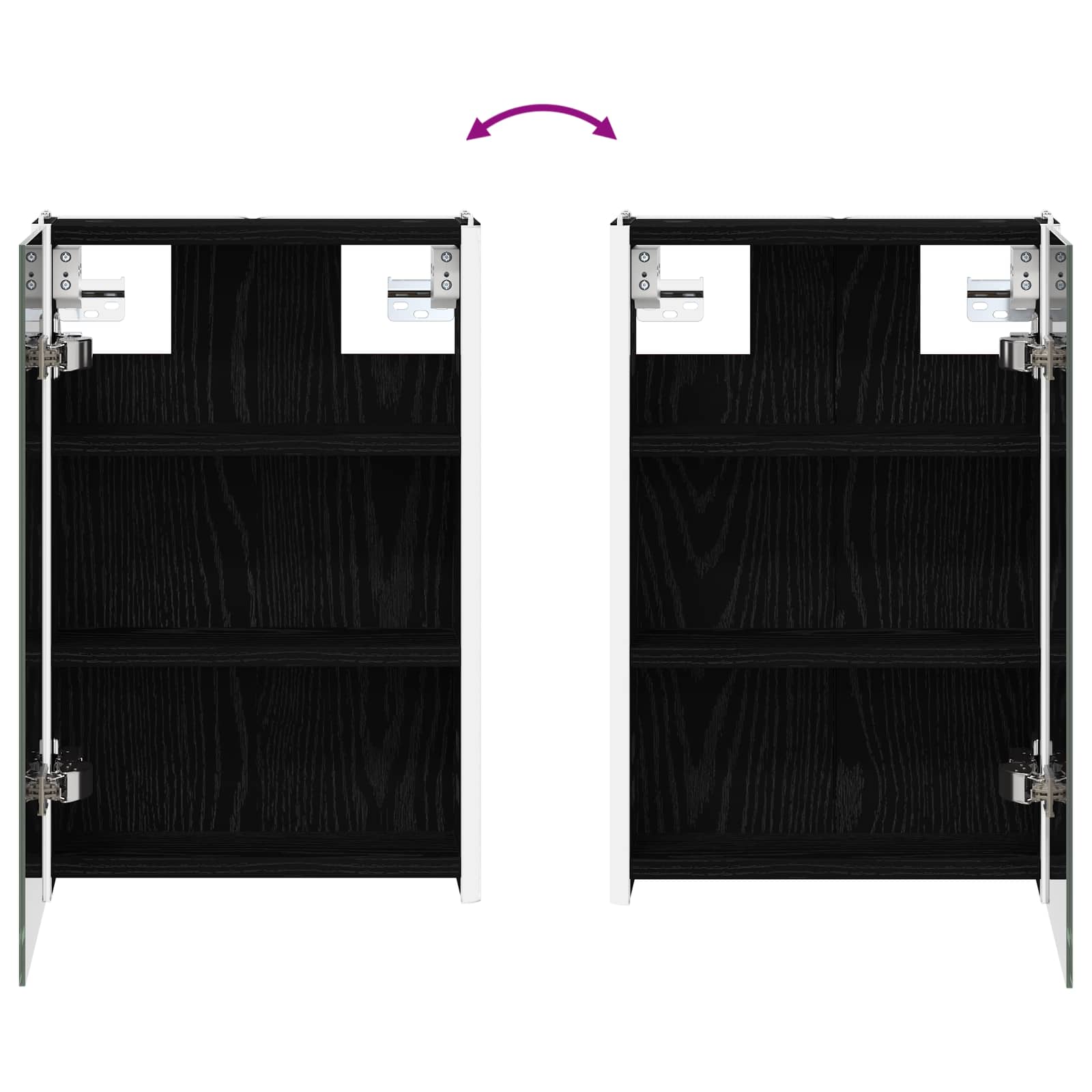 Badezimmerspiegelschrank Schwarz Eichen-Optik 33 x 11,5 x 50 cm