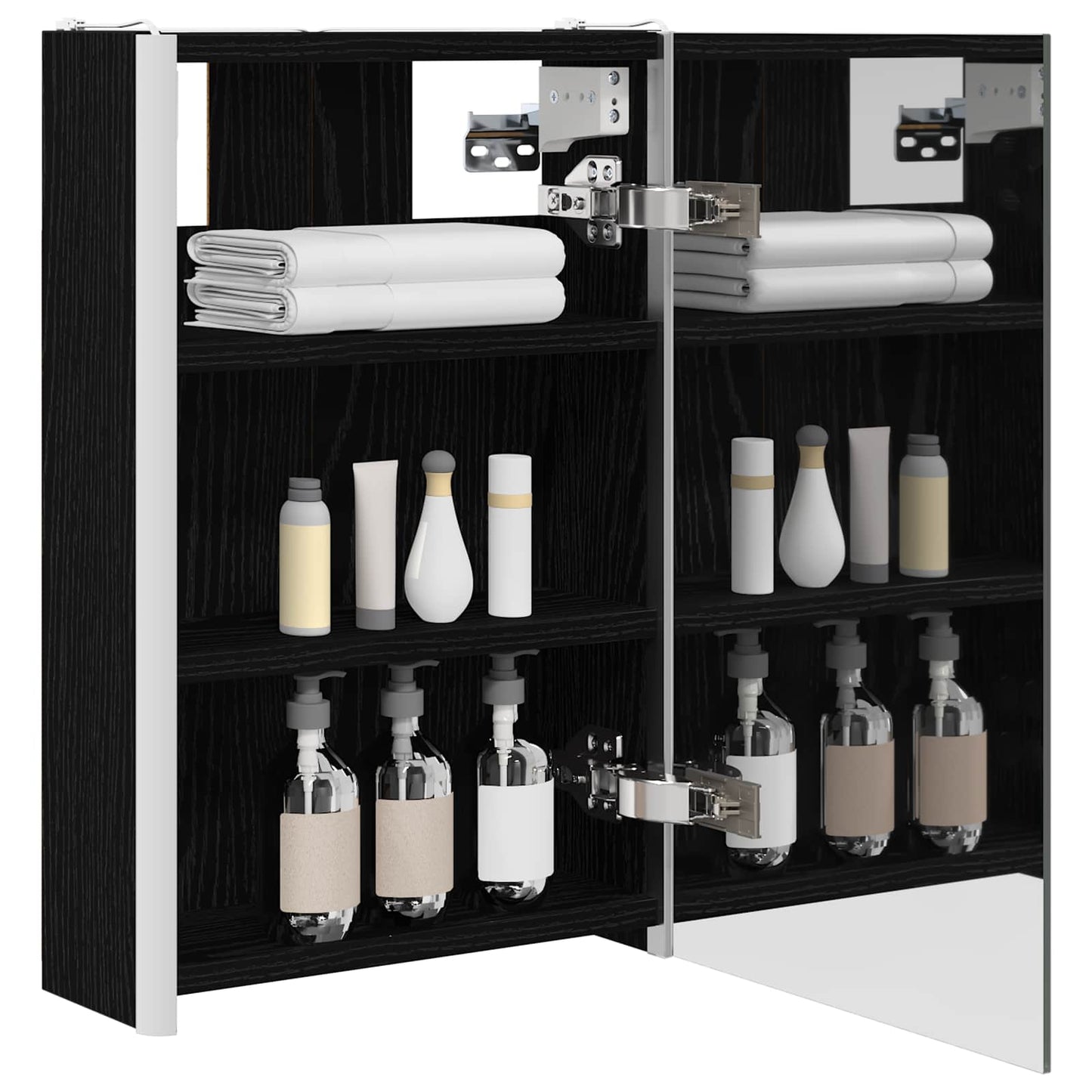 Badezimmerspiegelschrank Schwarz Eichen-Optik 33 x 11,5 x 50 cm