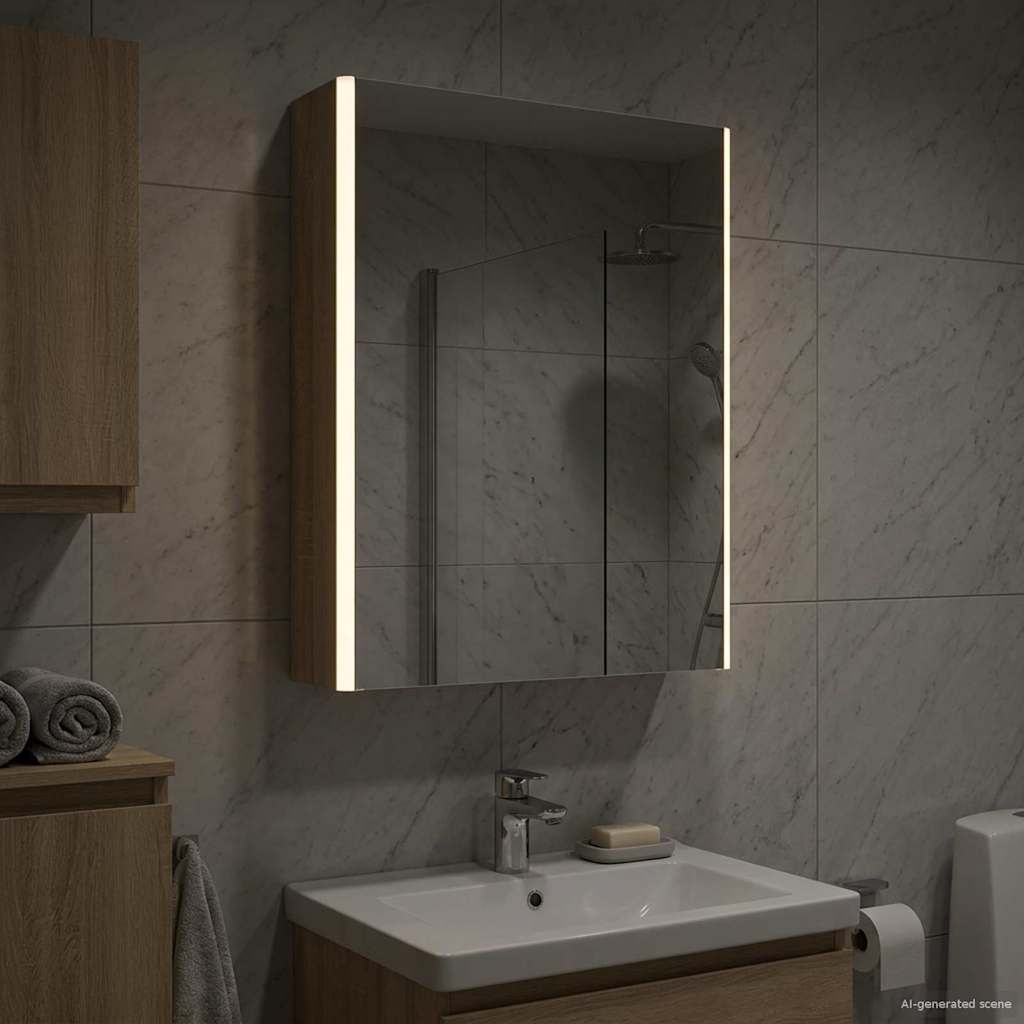 Badezimmerspiegelschrank Sonoma-Eiche 53,5 x 15,5 x 70 cm