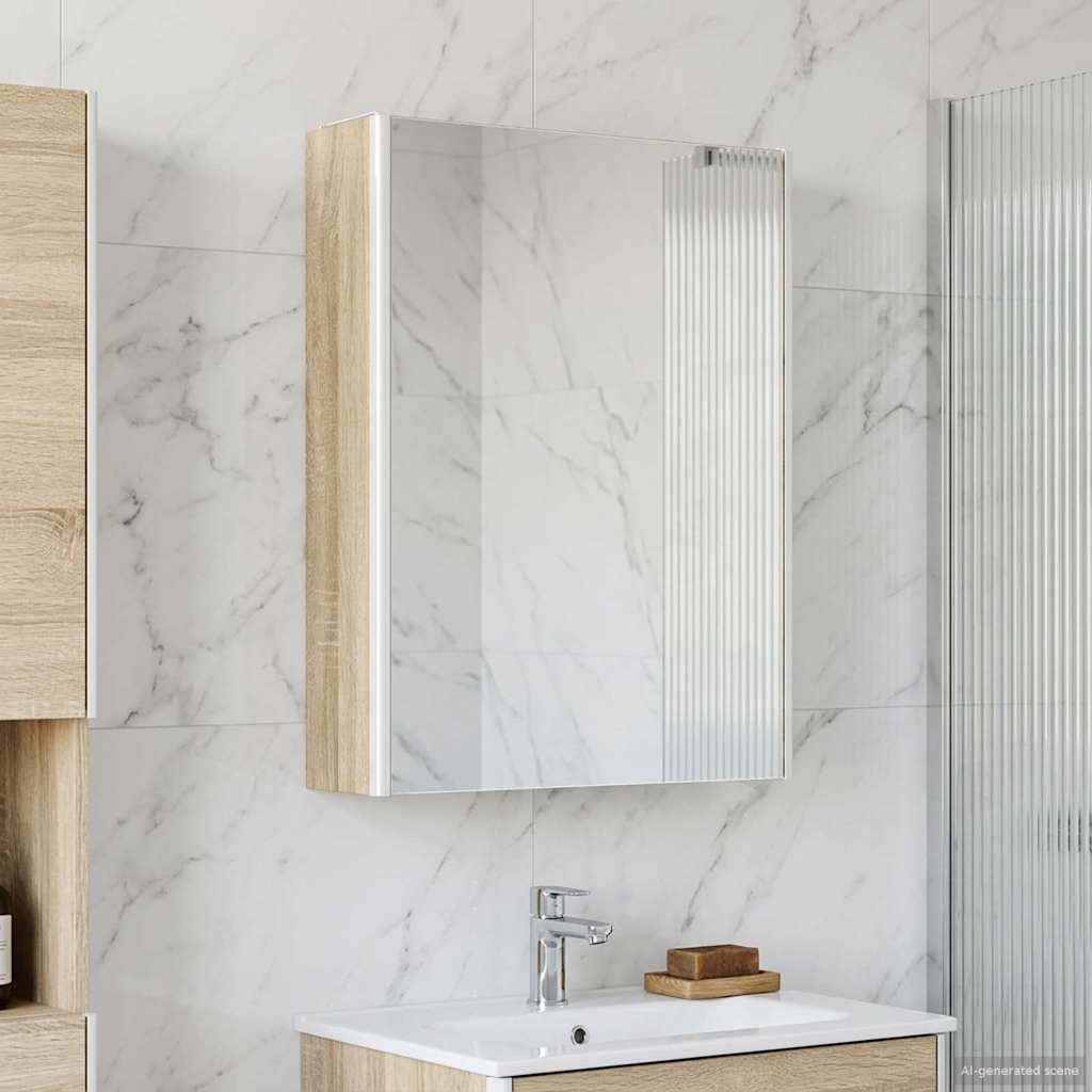 Badezimmerspiegelschrank Sonoma-Eiche 53,5 x 15,5 x 70 cm