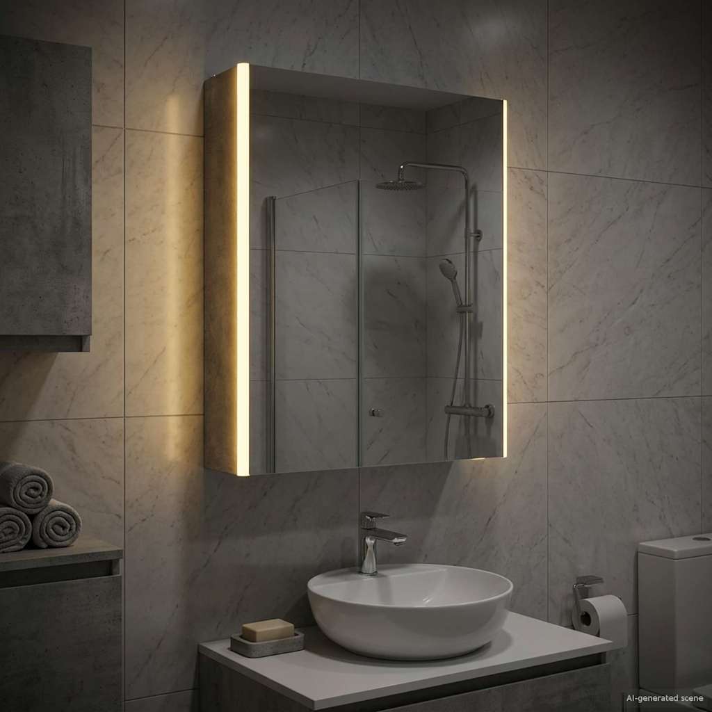 Badezimmerspiegelschrank Beton Grau 53,5 x 15,5 x 70 cm