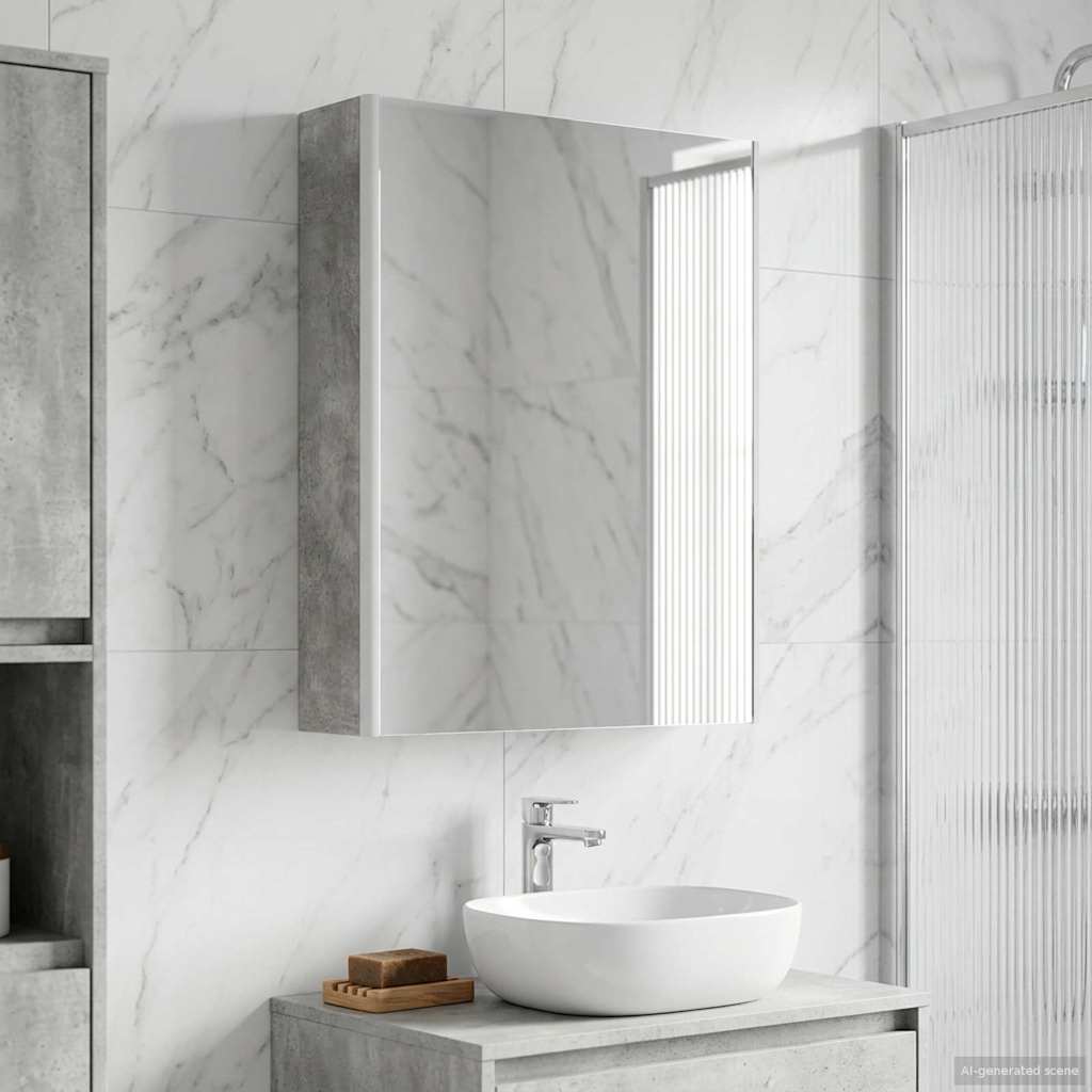 Badezimmerspiegelschrank Beton Grau 53,5 x 15,5 x 70 cm