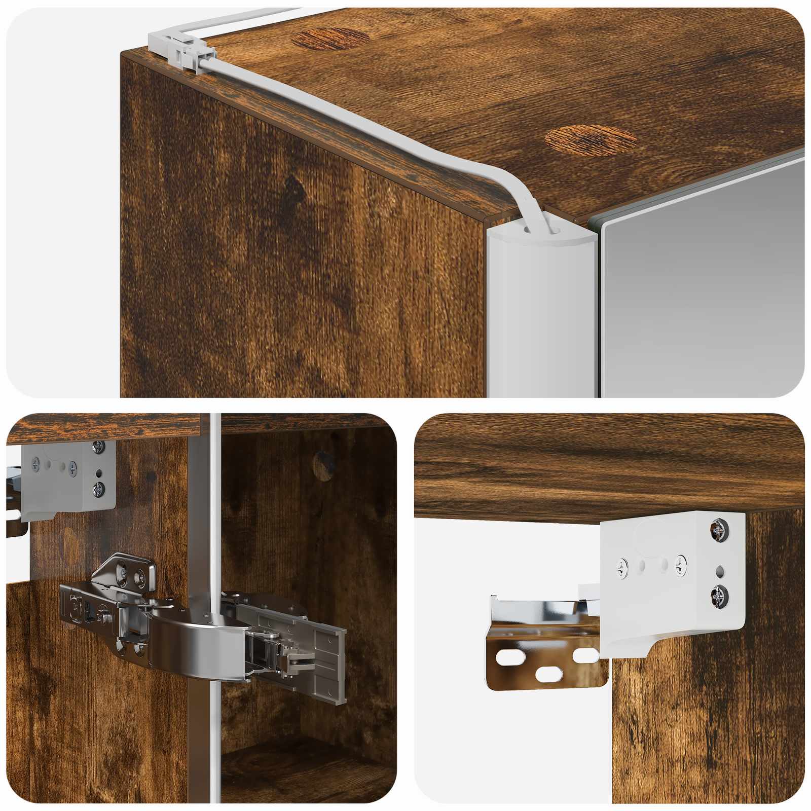 Badezimmerspiegelschrank Geräucherte Eiche 53,5 x 15,5 x 70 cm