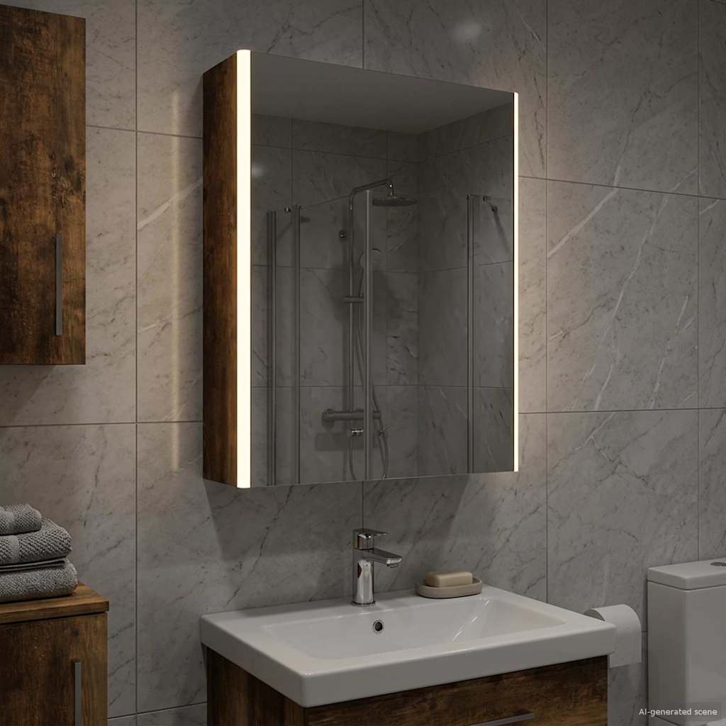 Badezimmerspiegelschrank Geräucherte Eiche 53,5 x 15,5 x 70 cm