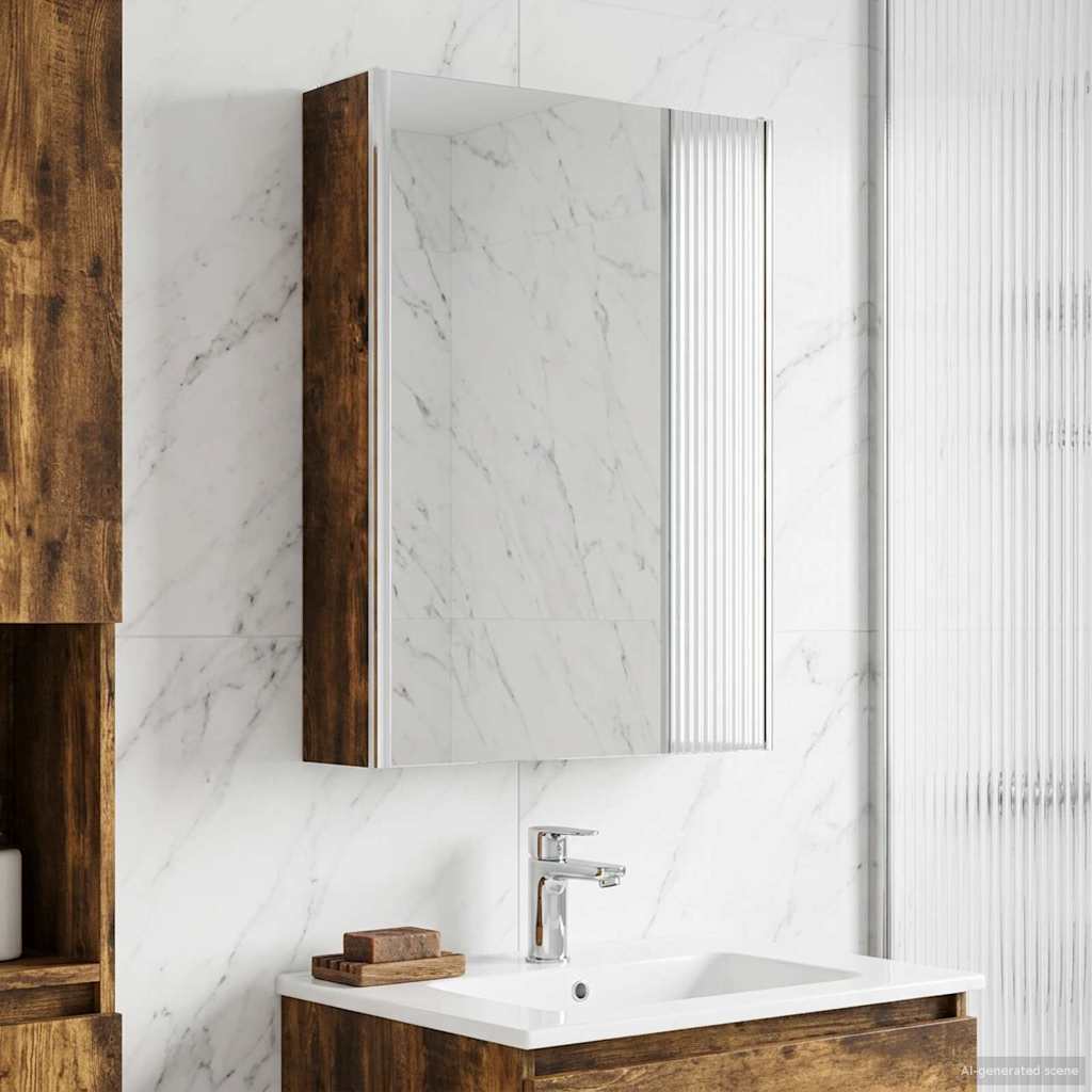 Badezimmerspiegelschrank Geräucherte Eiche 53,5 x 15,5 x 70 cm