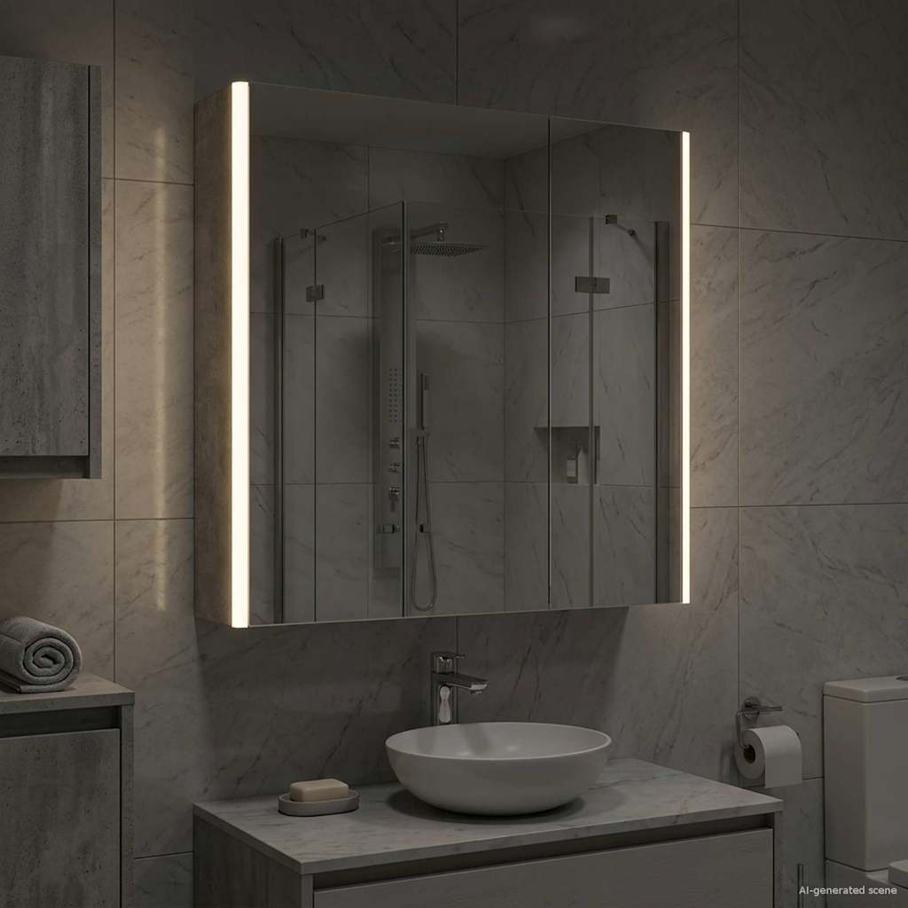 Badezimmerspiegelschrank Beton Grau 63,5 x 15,5 x 70 cm