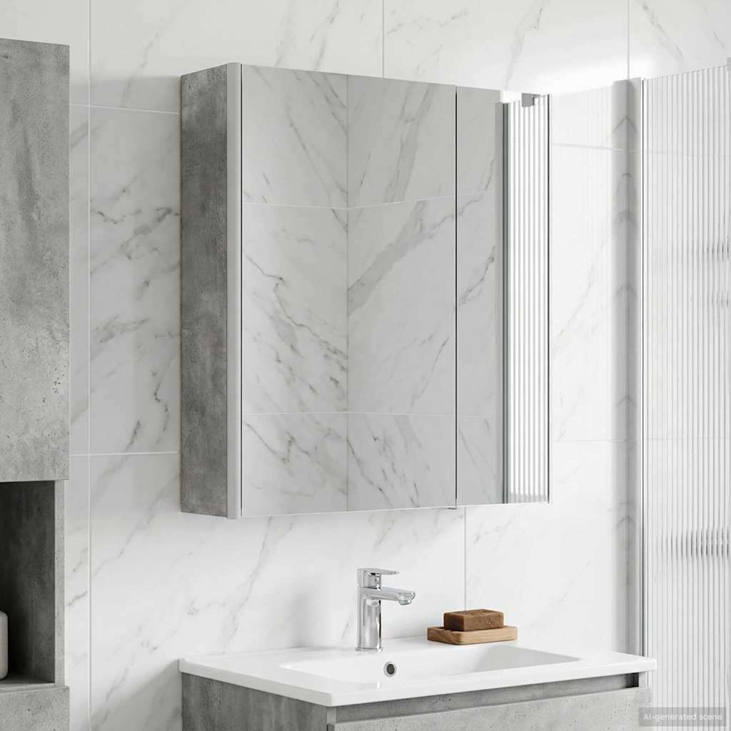 Badezimmerspiegelschrank Beton Grau 63,5 x 15,5 x 70 cm