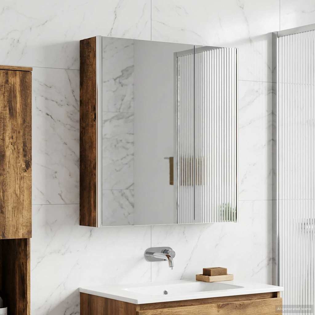 Badezimmerspiegelschrank Geräucherte Eiche 63,5 x 15,5 x 70 cm